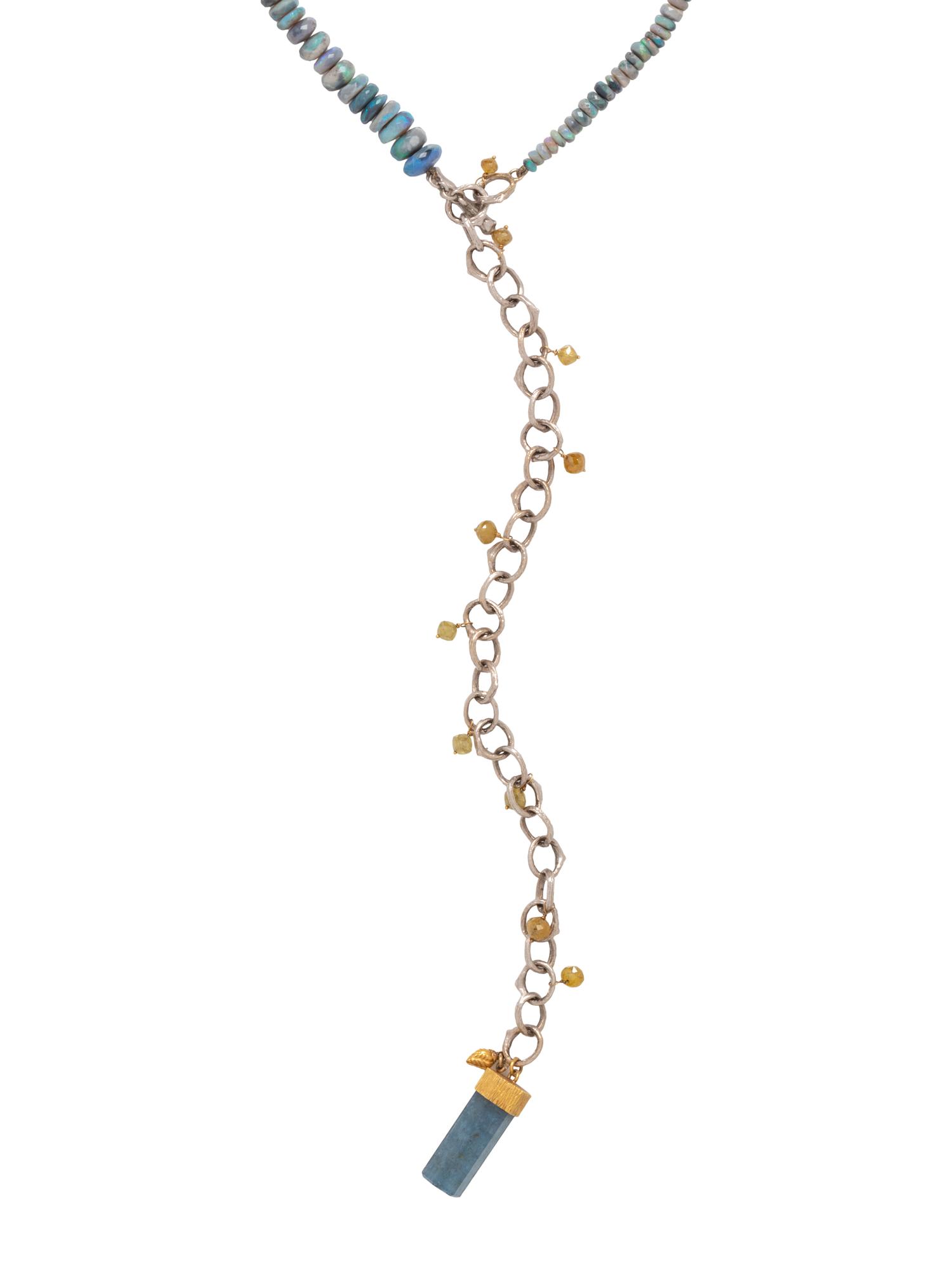 KATEY BRUNINI, OPAL AND AQUAMARINE LARIAT NECKLACE