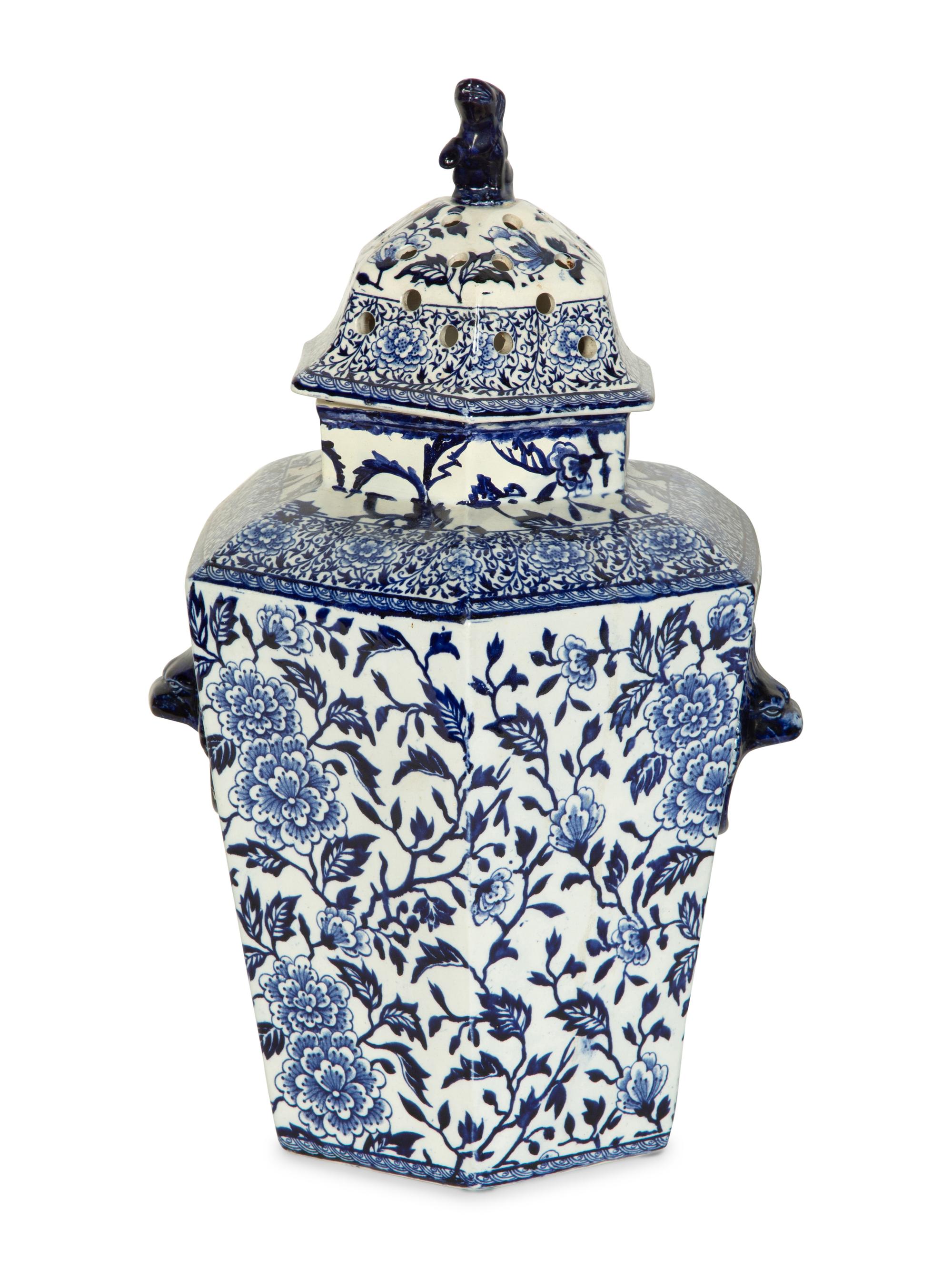 Two English Transfer-Decorated Stoneware Potpourri Vases