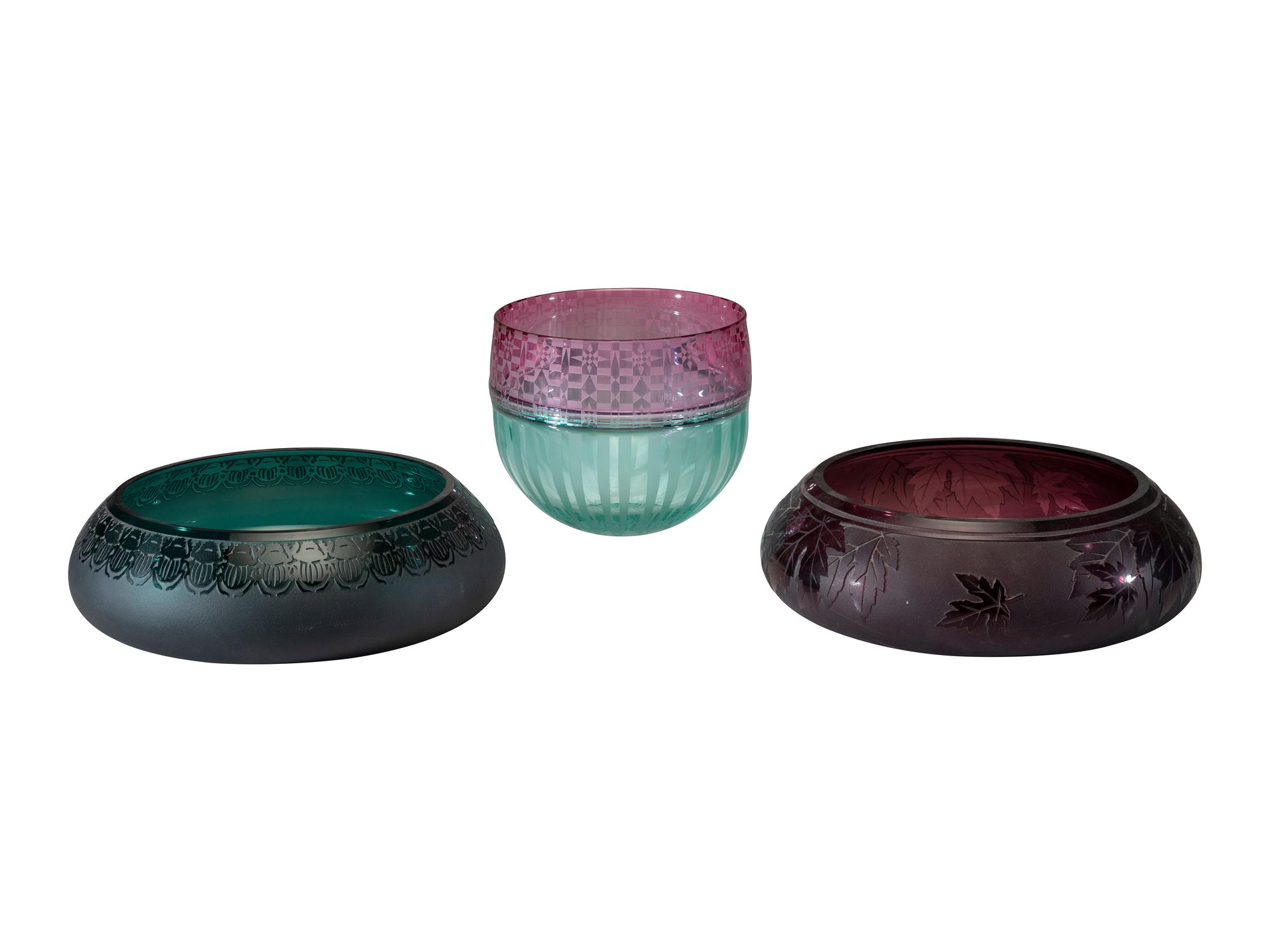 Three Art Glass Bowls
