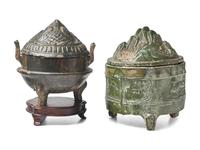 Two Chinese Green Glazed Pottery 'Hill' Jars