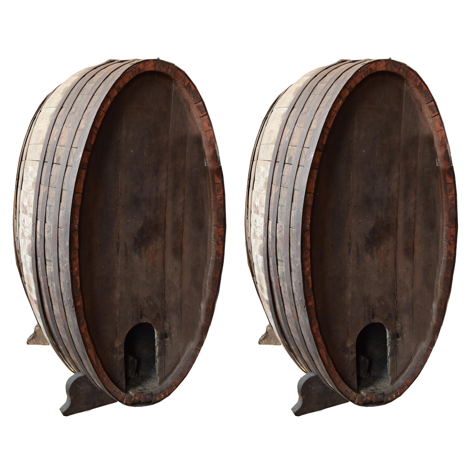 A Pair of Olive Oil Casks 39" W x 48" D x 77.5" H — Italy, 20th Century