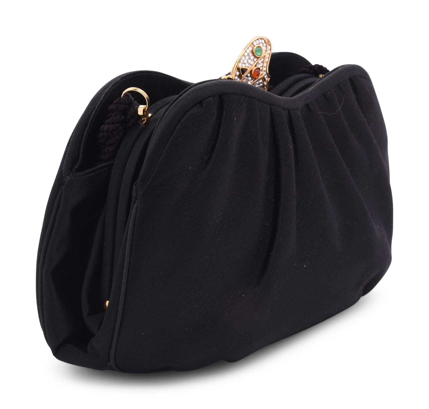 Judith Leiber Gathered Satin Clutch and Butterfly Ear Clips
