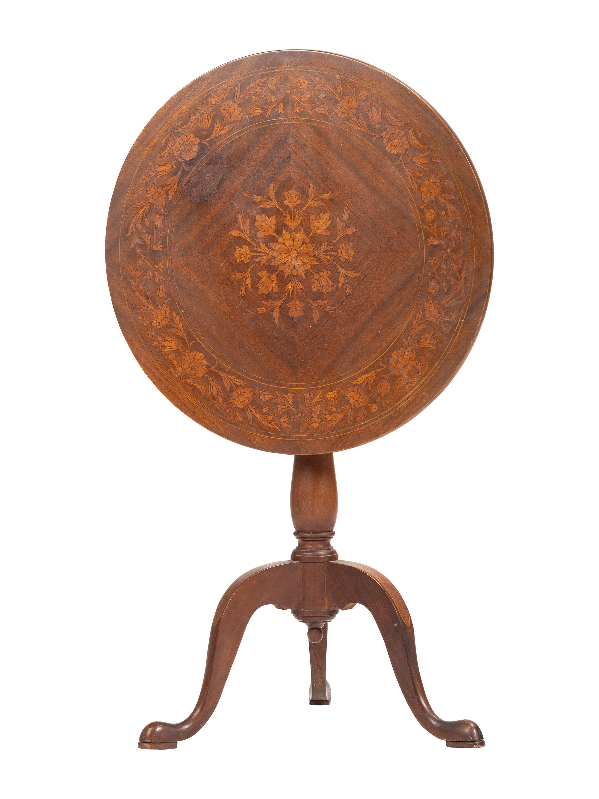 A George III Style Inlaid Mahogany Tilt-Top Table