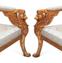 A Pair of French Neoclassical Style Giltwood Settees
