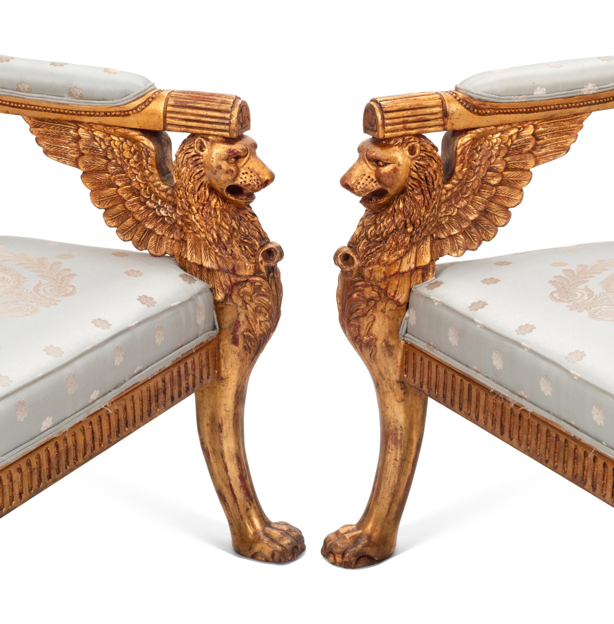 A Pair of French Neoclassical Style Giltwood Settees