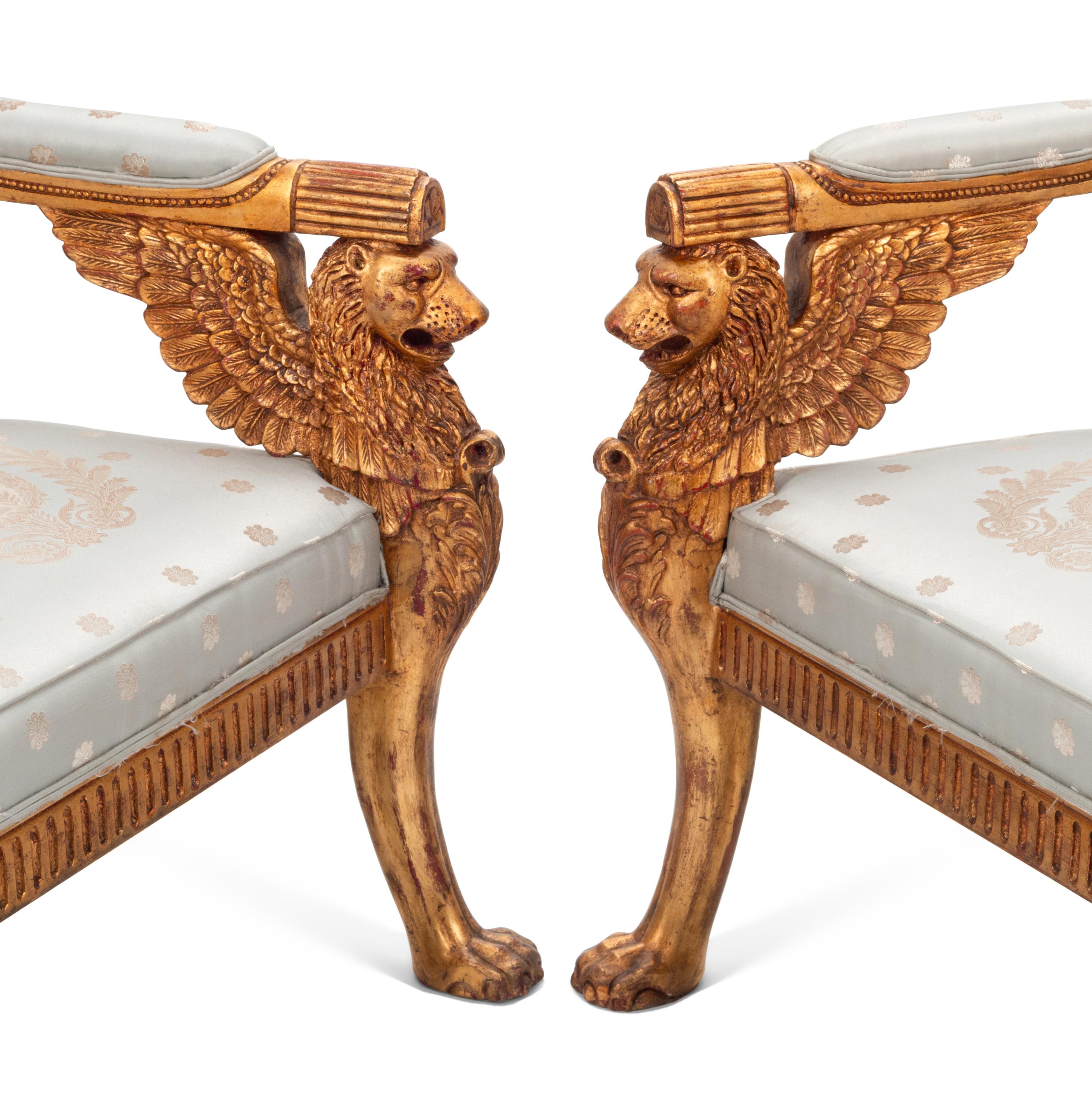 A Pair of French Neoclassical Style Giltwood Settees