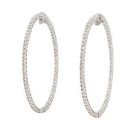A Pair of White Gold and Diamond Hoop Earrings,