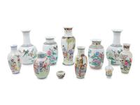 Eleven Chinese Famille Rose Porcelain Vases
