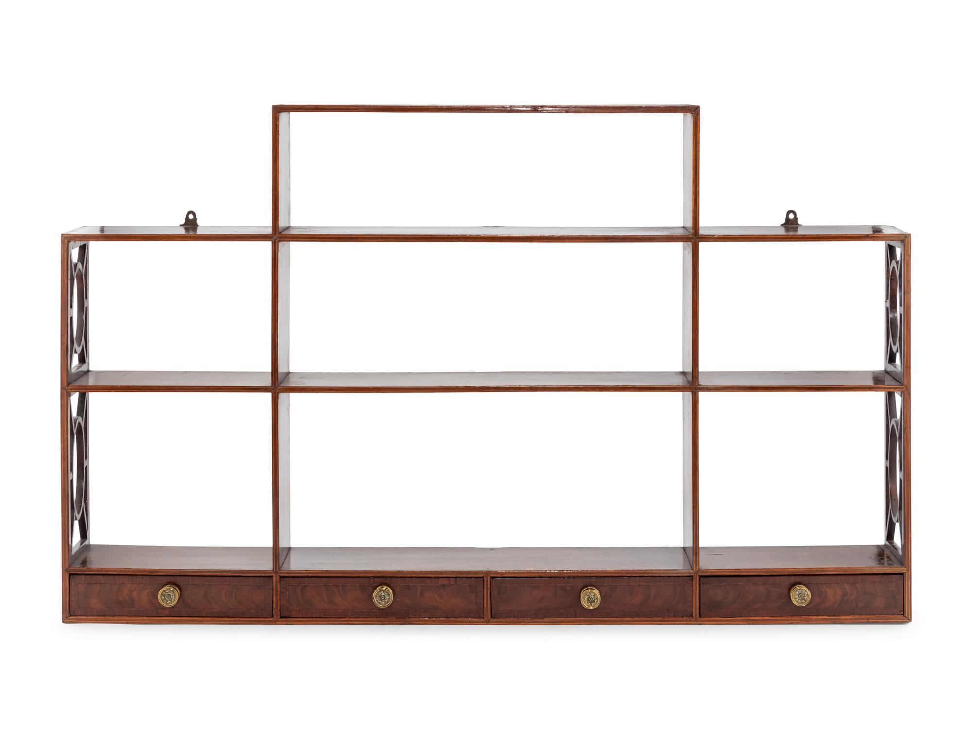 A George III Mahogany and Satinwood Hanging Etagere