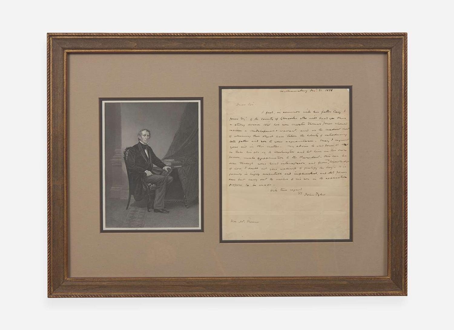 [Presidential] Tyler, John: Autograph Letter, signed