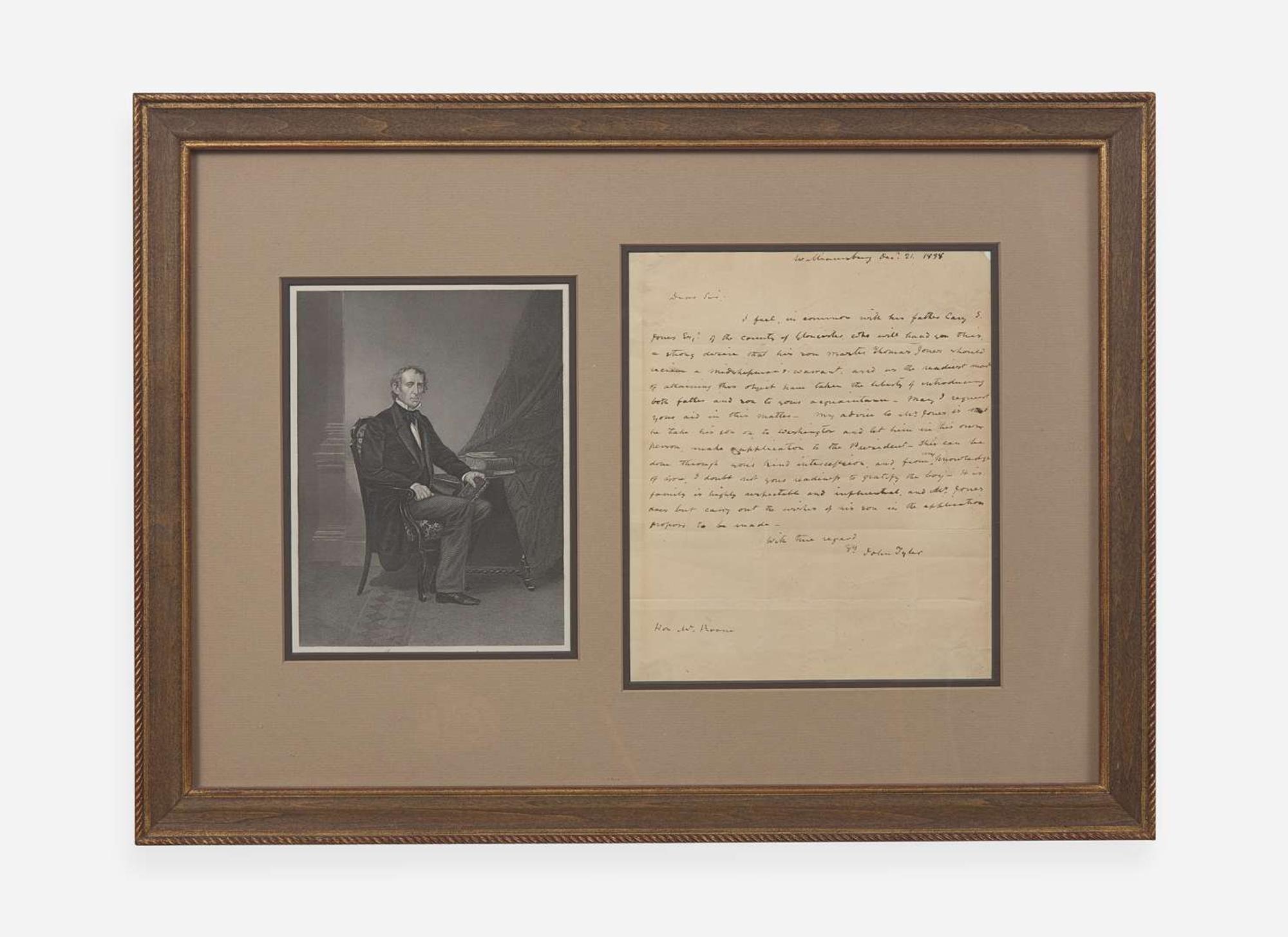 [Presidential] Tyler, John: Autograph Letter, signed