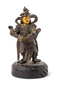 A Parcel-Gilt Bronze Figure of the Guardian Weituo Height 12 inches. — MING DYNASTY (1368-1644)