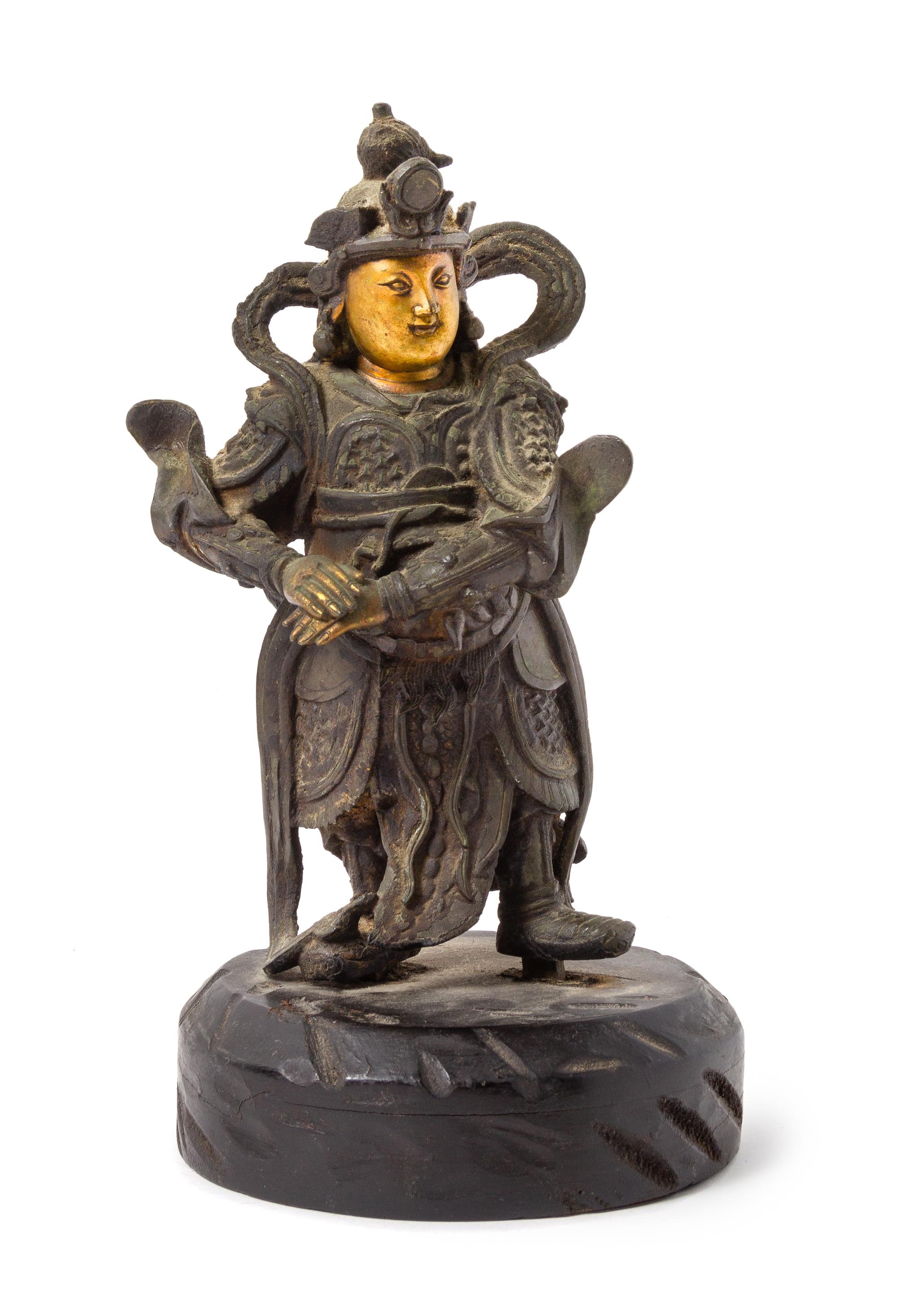 A Parcel-Gilt Bronze Figure of the Guardian Weituo Height 12 inches. — MING DYNASTY (1368-1644)