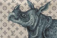 Louis Vuitton Limited Edition Chapman Steamer Backpack in Monogram Savane Dune Coated Canvas with Rhino Print, Chapman Brothers, Spring Summer 2017