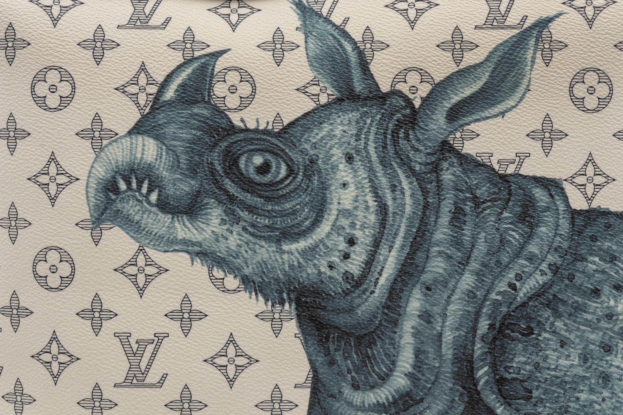 Louis Vuitton Limited Edition Chapman Steamer Backpack in Monogram Savane Dune Coated Canvas with Rhino Print, Chapman Brothers, Spring Summer 2017