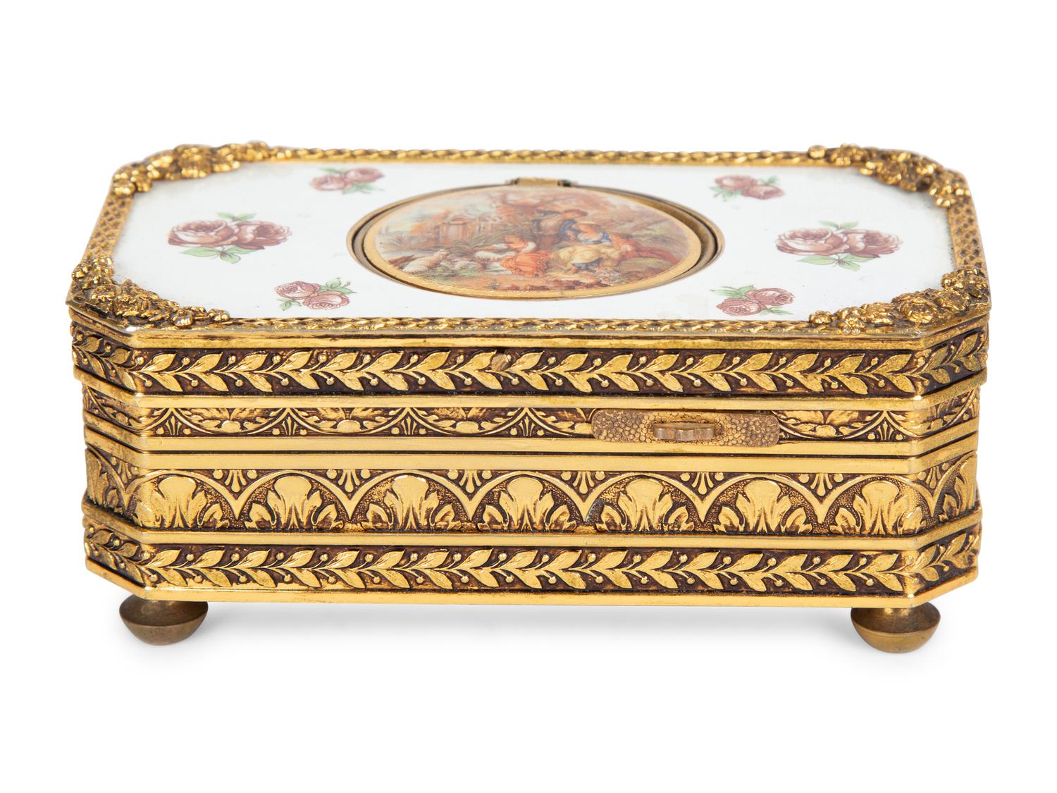 A West German Gilt Metal and Enamel Singing Bird Automaton Box — 20TH CENTURY