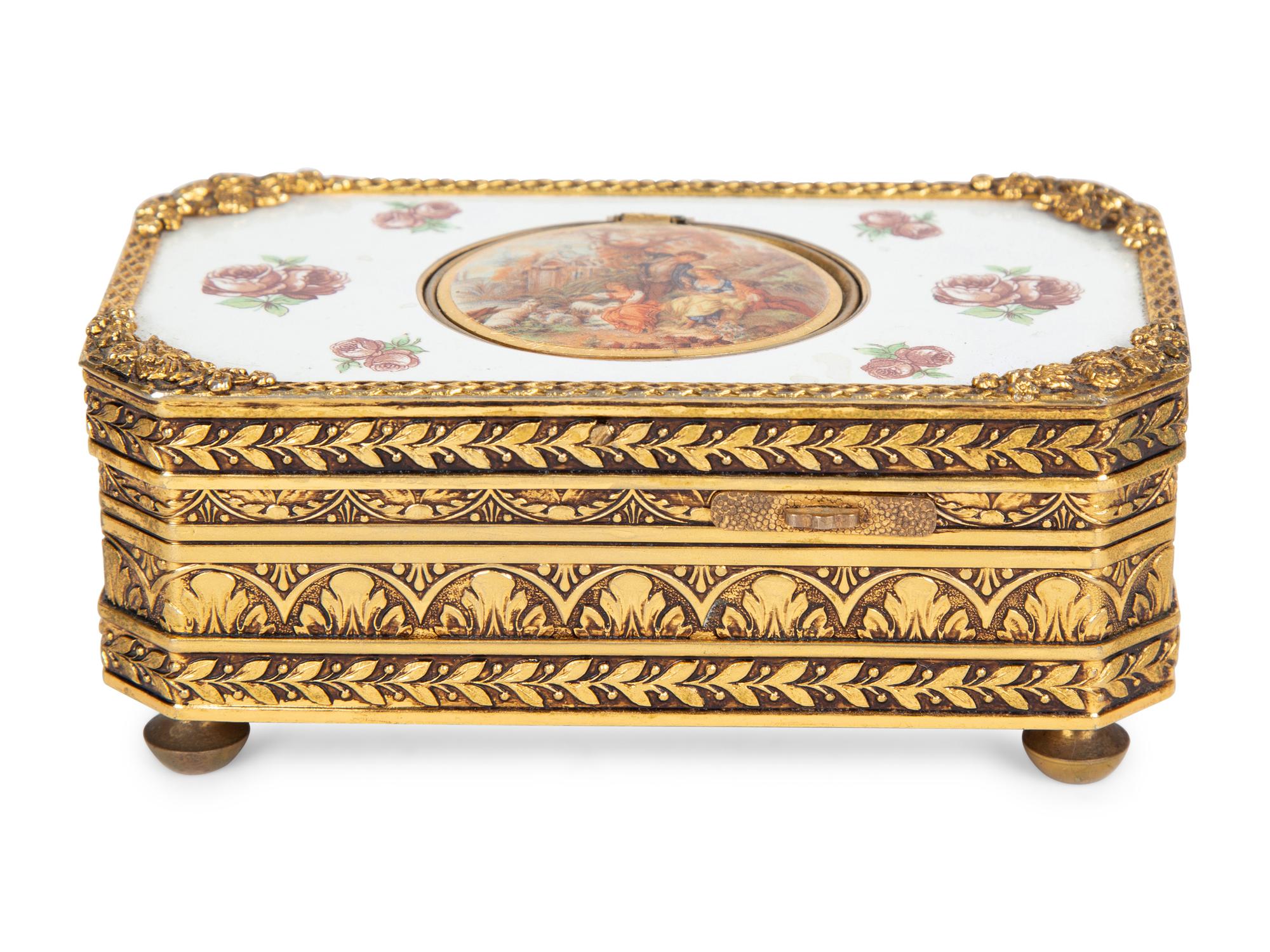 A West German Gilt Metal and Enamel Singing Bird Automaton Box — 20TH CENTURY