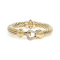 DAVID YURMAN, YELLOW GOLD, DIAMOND AND GEMSTONE 'CABLE BUCKLE' BRACELET