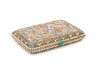 A Russian Silver-Gilt and Shaded Enamel Cigarette Case