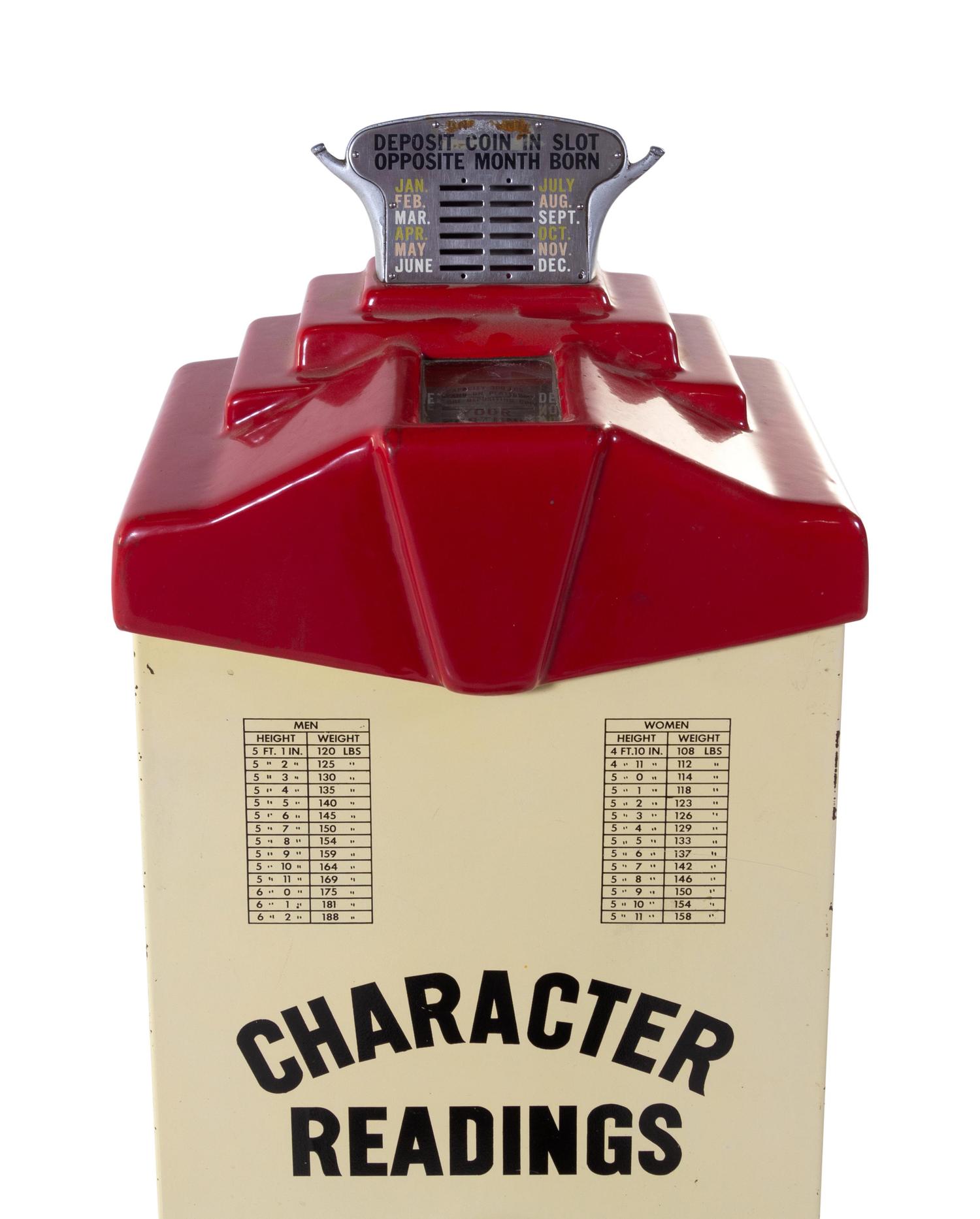 An American Painted Metal Coin-Operated 'Character Readings' Scale