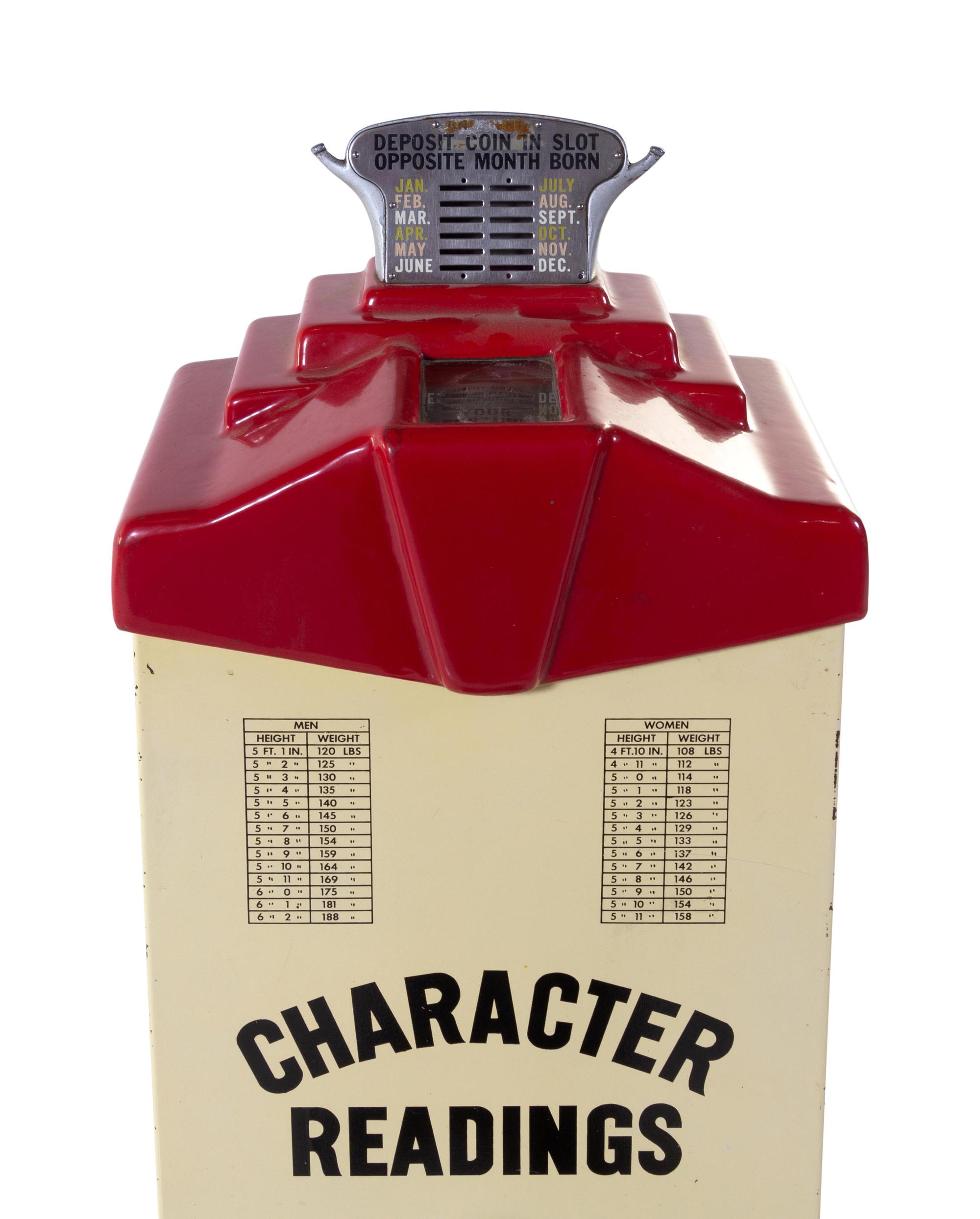An American Painted Metal Coin-Operated 'Character Readings' Scale