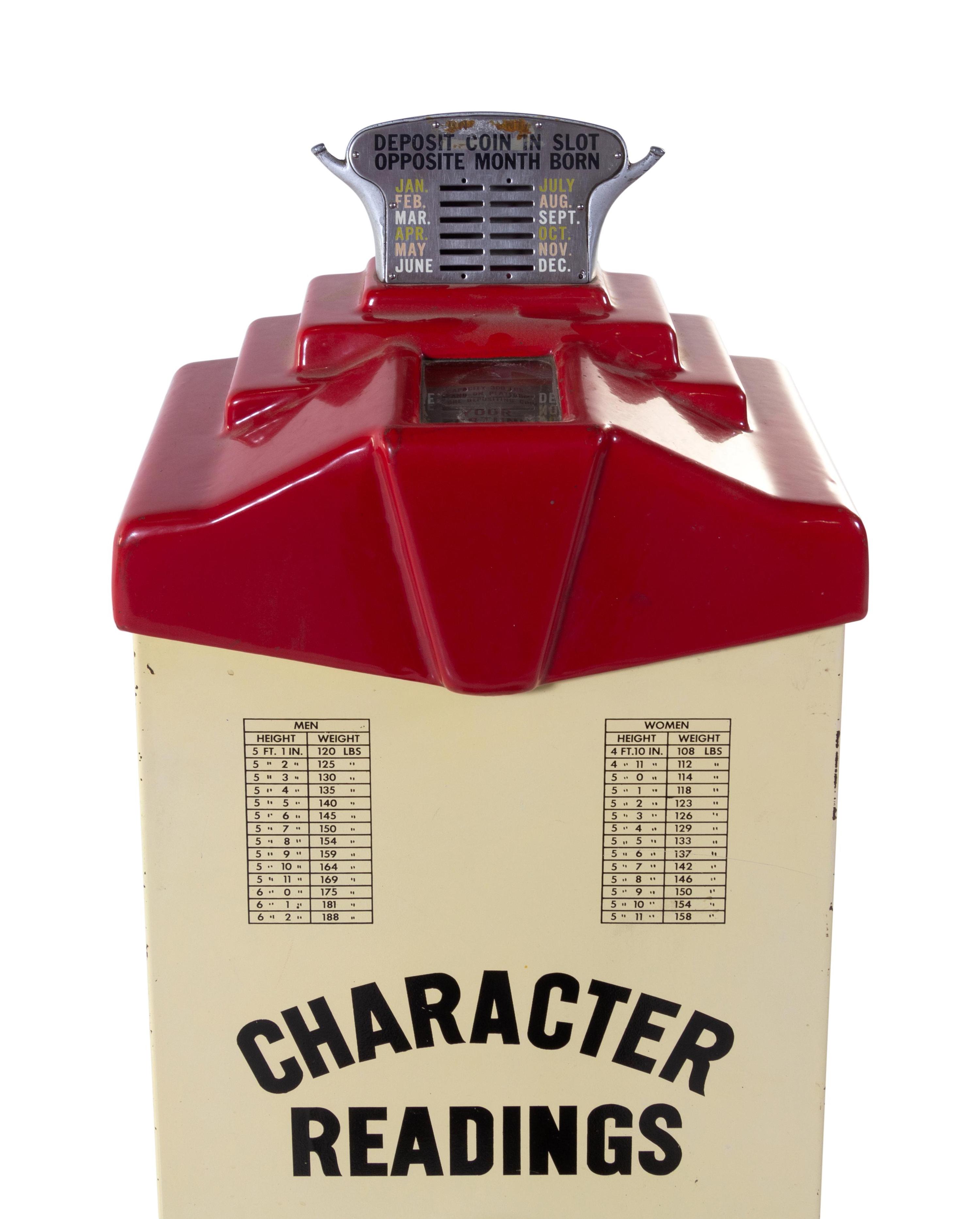 An American Painted Metal Coin-Operated 'Character Readings' Scale