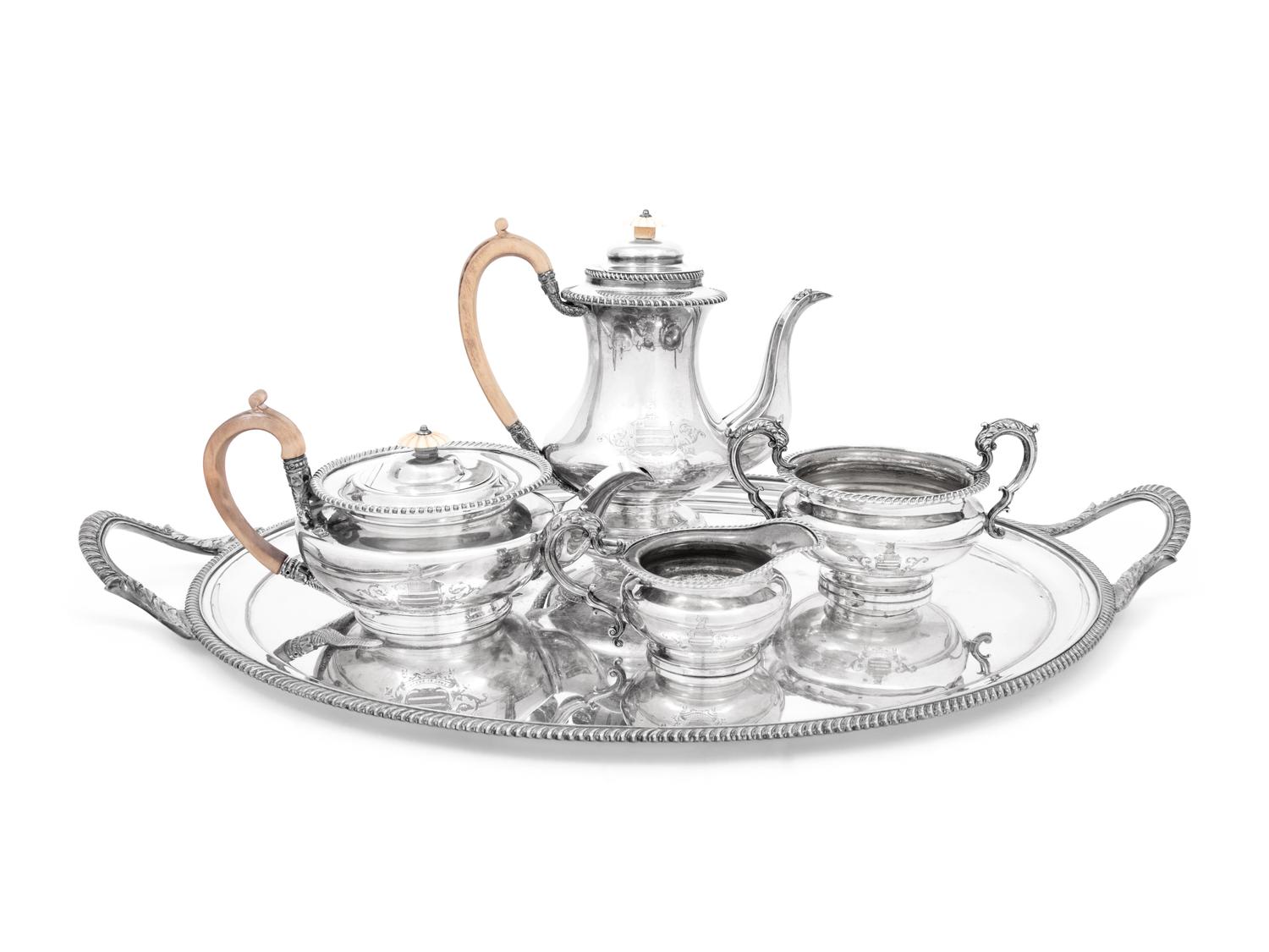 An English Silver-Plate Four-Piece Tea and Coffee Service