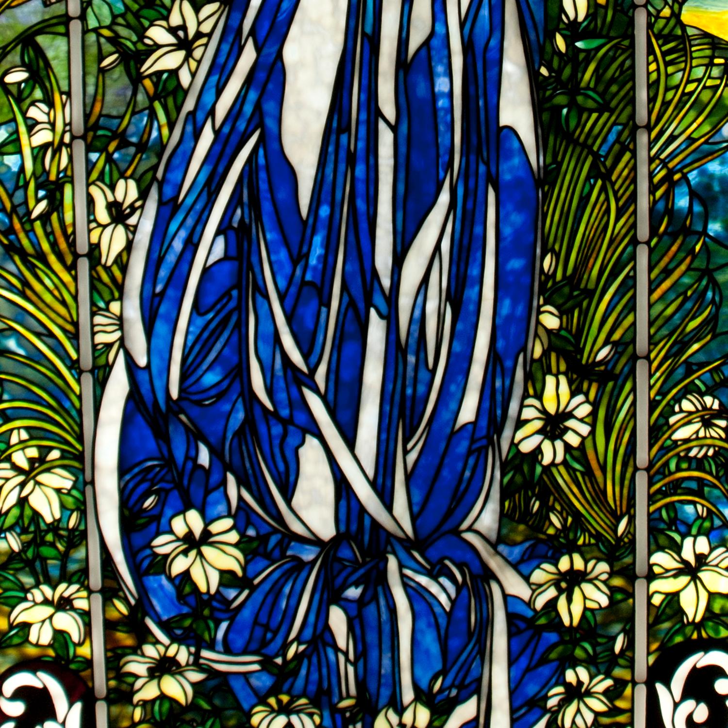 A Mark Bogenrief "Contemplating Lady" Stained Glass Window 43.75" W x 104.75" H — United States, 2014