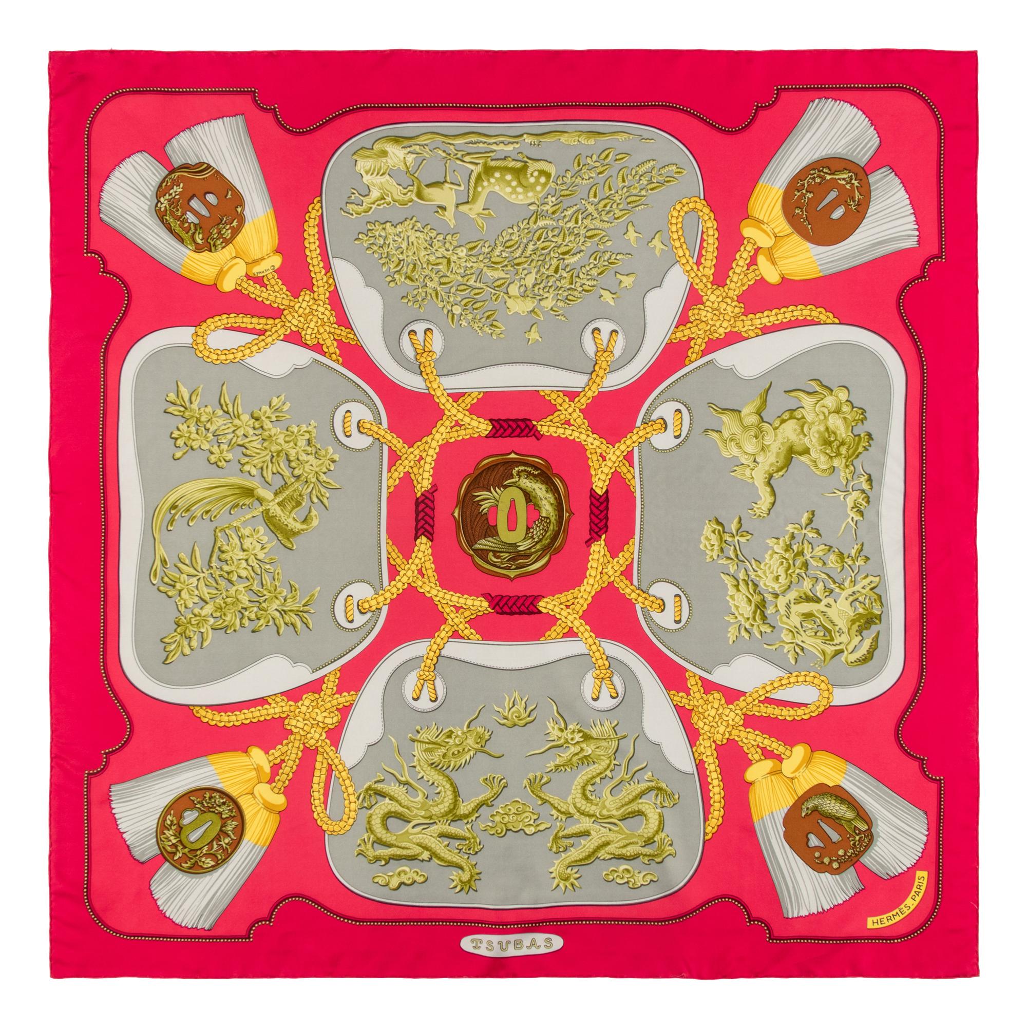 Hermès, Three Printed Silk Scarves 90