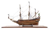 A Model of the "Vasa" Height 31 x length of base 37 3/4 inches.