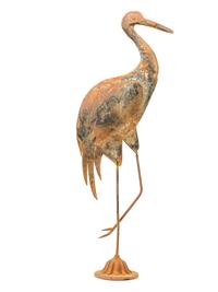 A Cast Iron and Tin Rooster Weathervane and Tin Heron