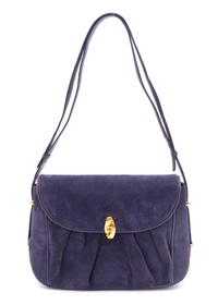 A Gucci Purple Suede Handbag, 9.5" x 7" x 2.5".