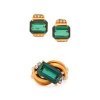COLLECTION OF GREEN TOURMALINE AND DIAMOND JEWELRY