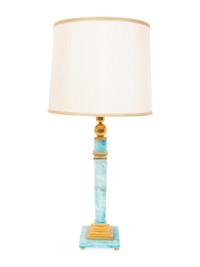 A Gilt Metal Mounted Blue-Stained Stone Table Lamp