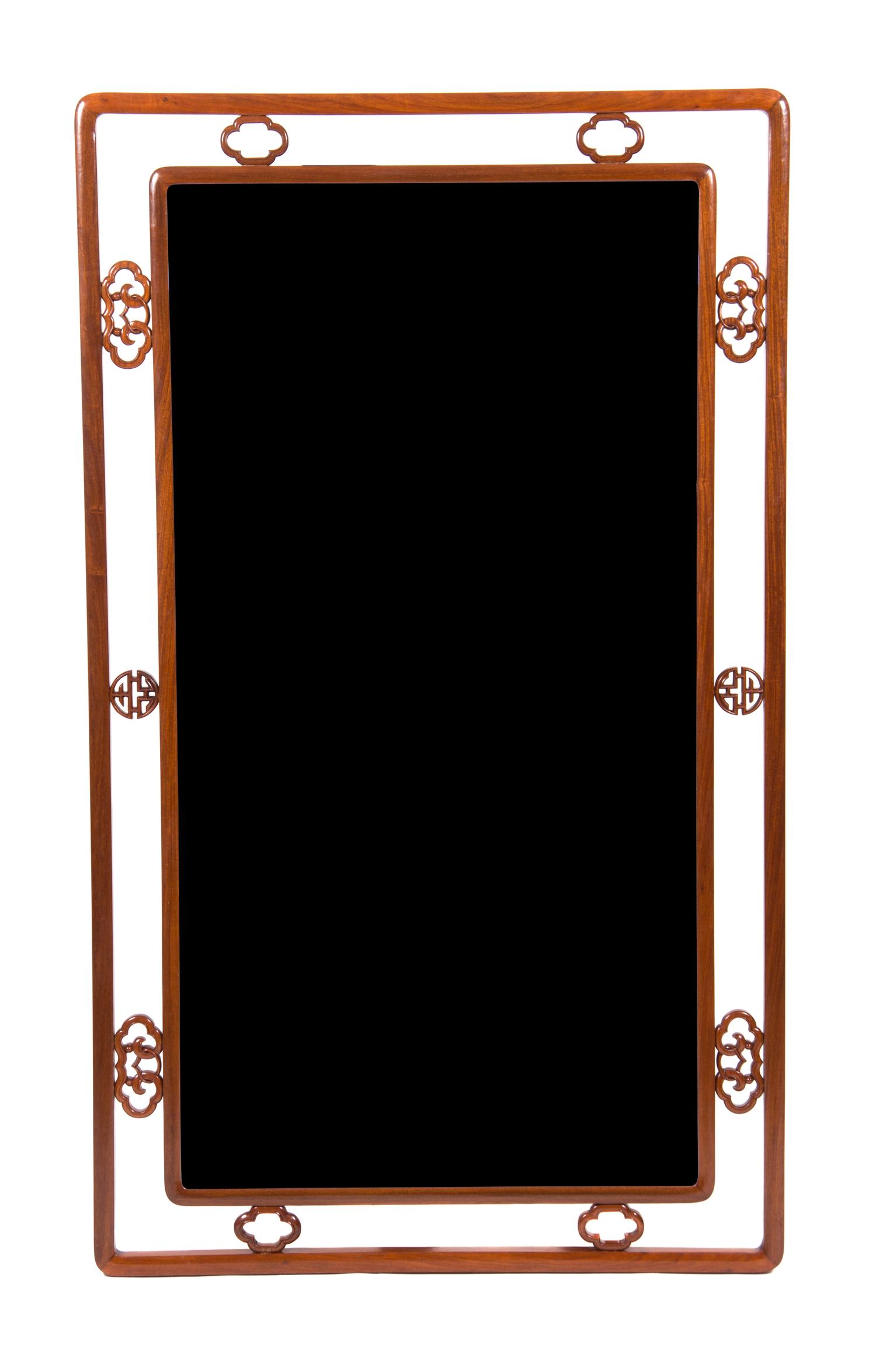 A Chinese Elmwood Framed Mirror 66 x 38 3/4 inches.
