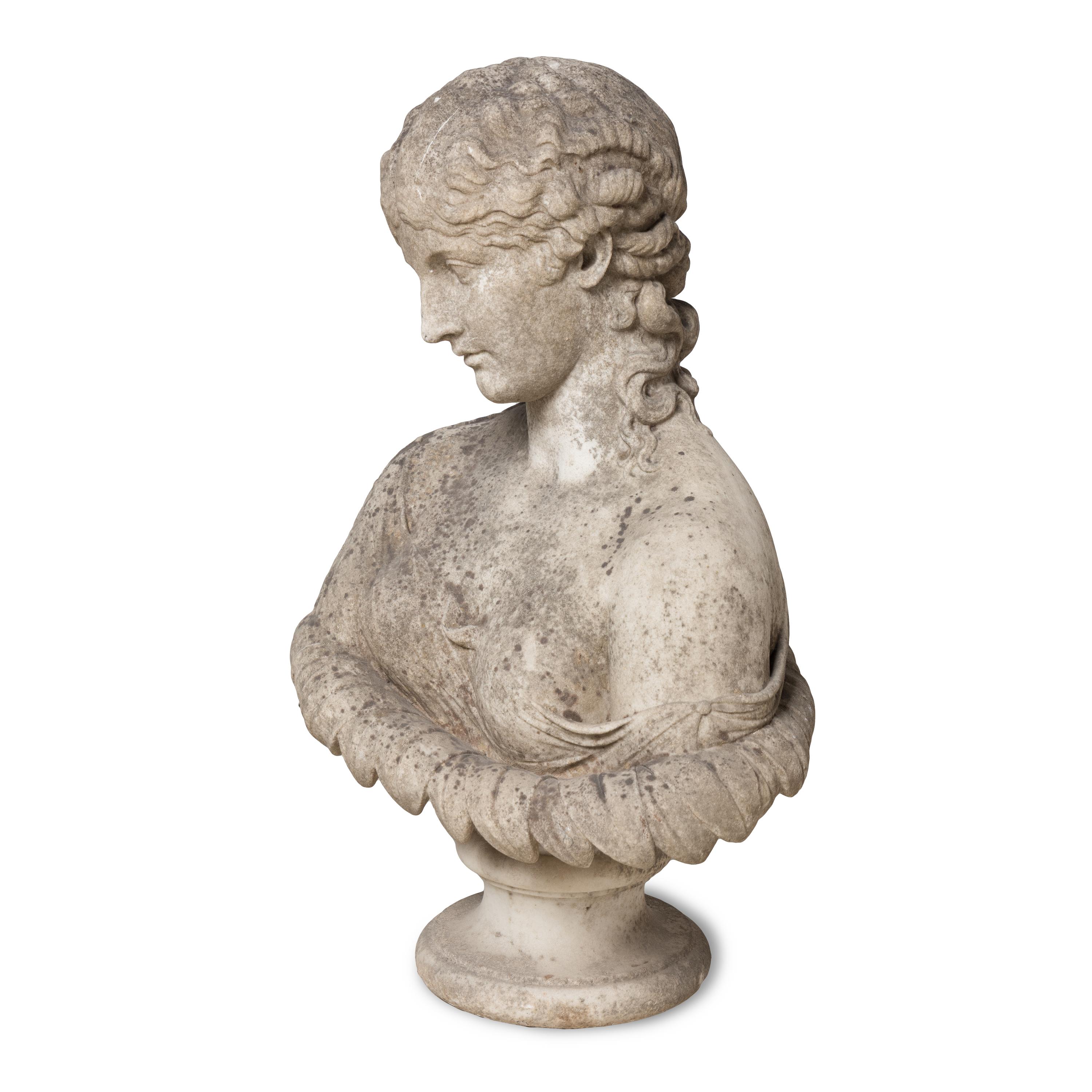 A Grand Tour Carved Marble Bust of Clytie