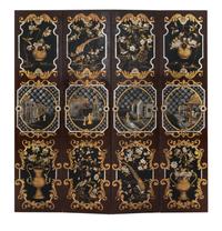 A Chinese Painted Lacquer Four-Panel Floor Screen — 19TH CENTURY