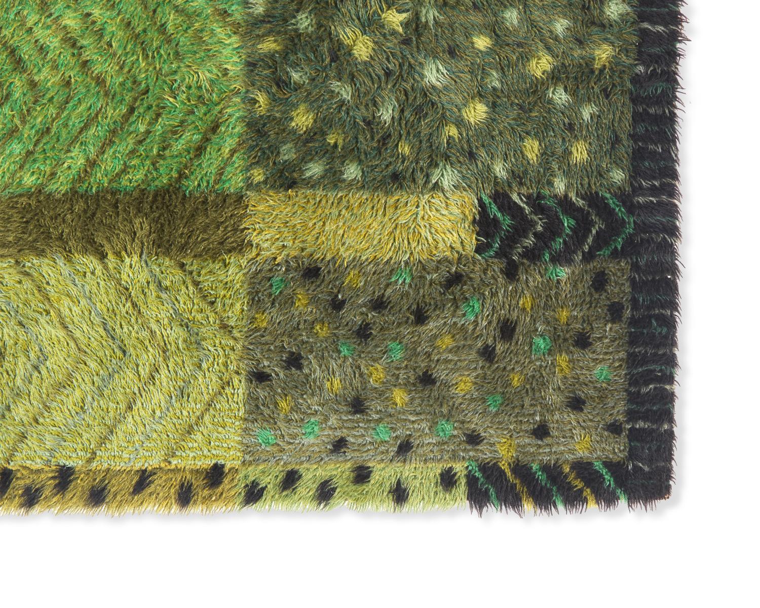 Östergyllen, "Alvastra Green" Rya rug AB Wahlbecks Fabriker, Sweeden