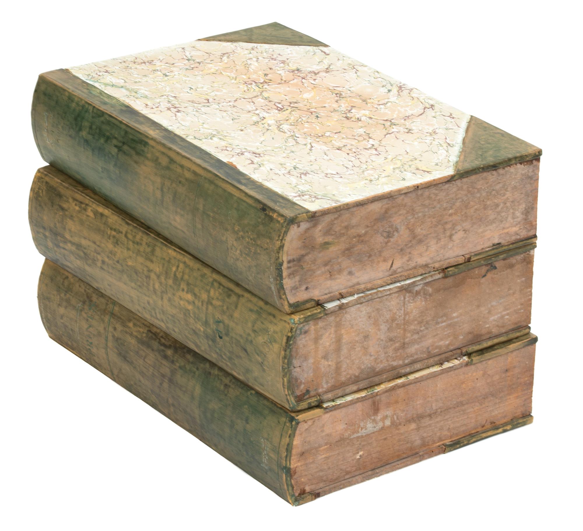 A Group of Three Book-Form Stacking Boxes Height of each 4 1/2 x width 19 1/2 x depth 13 1/2 inches. — 20TH CENTURY