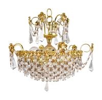 A Pair of Modern Gilt Metal and Glass Chandeliers — 20TH CENTURY