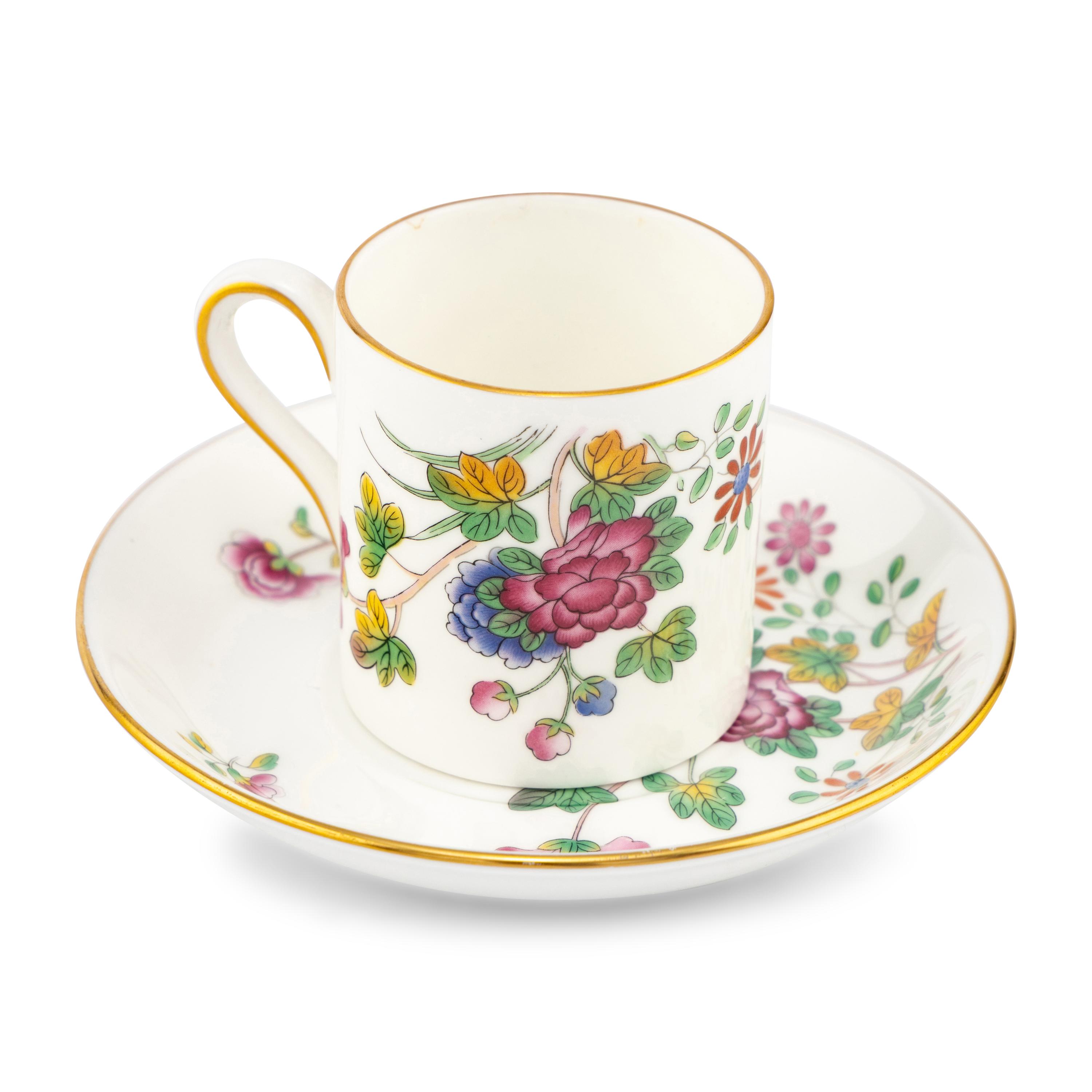 A Set of Eight Wedgwood Cuckoo Porcelain Coffee Cups and Saucers