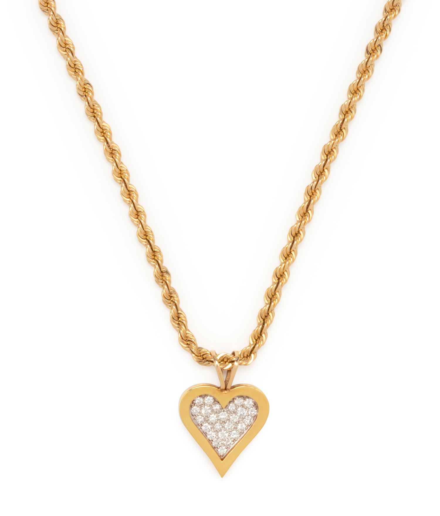 YELLOW GOLD AND DIAMOND HEART PENDANT/NECKLACE