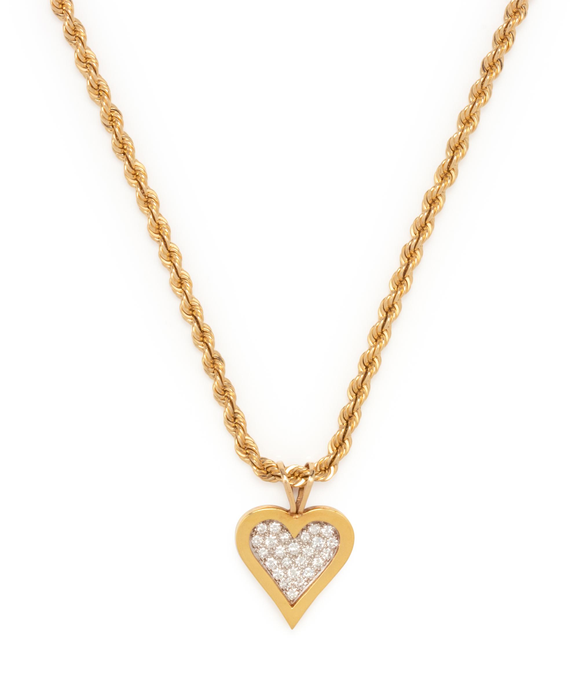 YELLOW GOLD AND DIAMOND HEART PENDANT/NECKLACE
