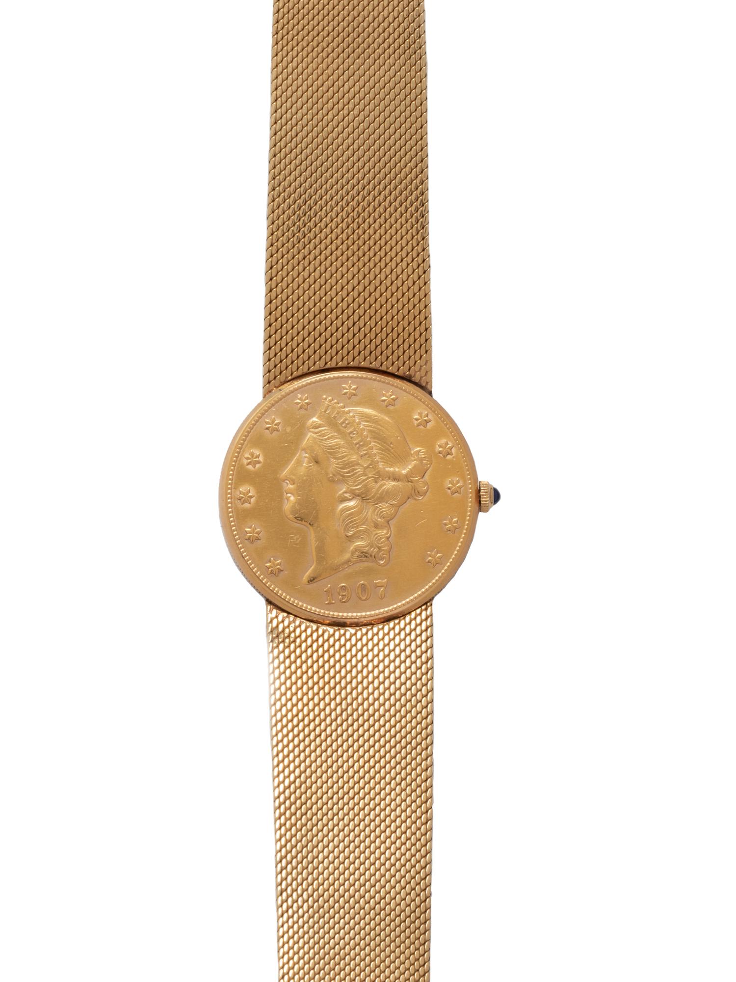 18K YELLOW GOLD US $20 COIN WATCH