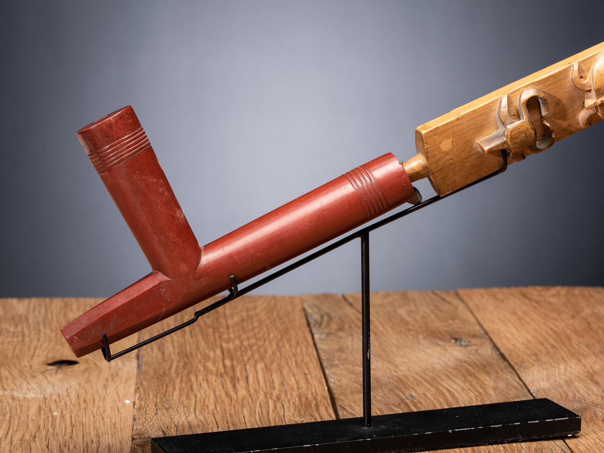 Standing Rock Sioux Carved Pipe Stem, with Catlinite Bowl