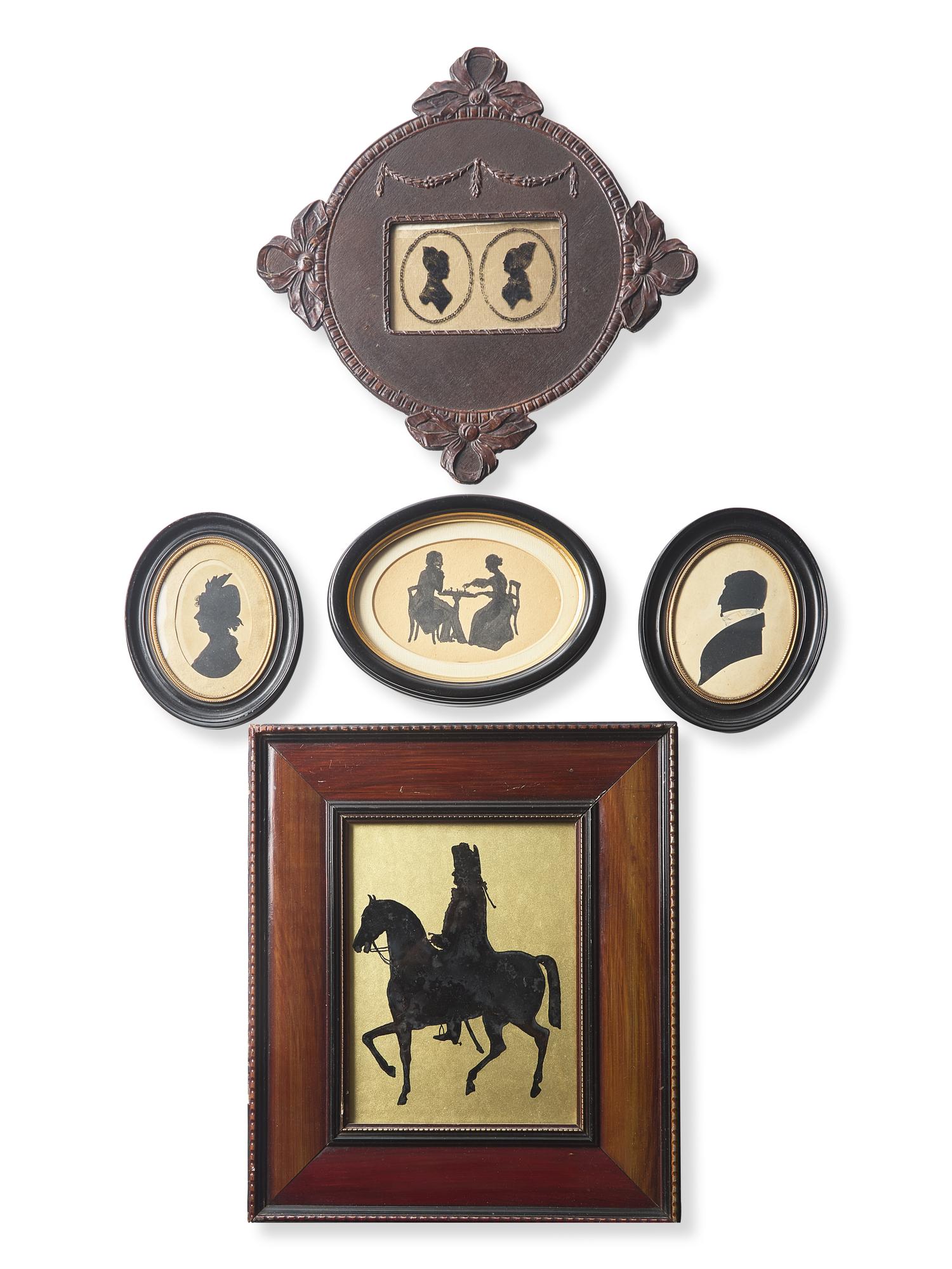 An Assorted Group of Five Silhouette Profile Portraits