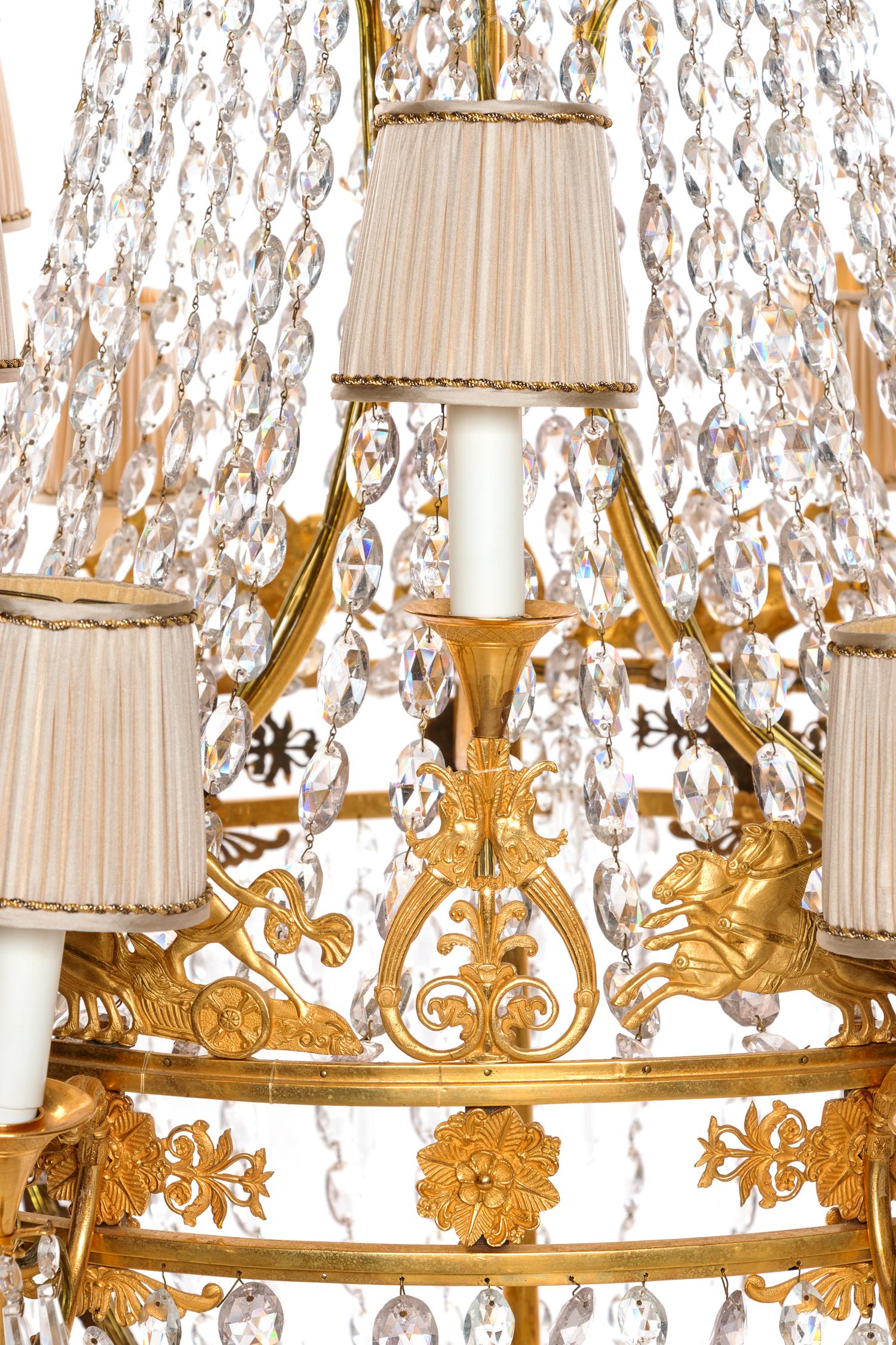 A Russian Empire Gilt Bronze and Cut Glass Sixteen-Light Chandelier