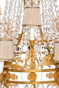 A Russian Empire Gilt Bronze and Cut Glass Sixteen-Light Chandelier