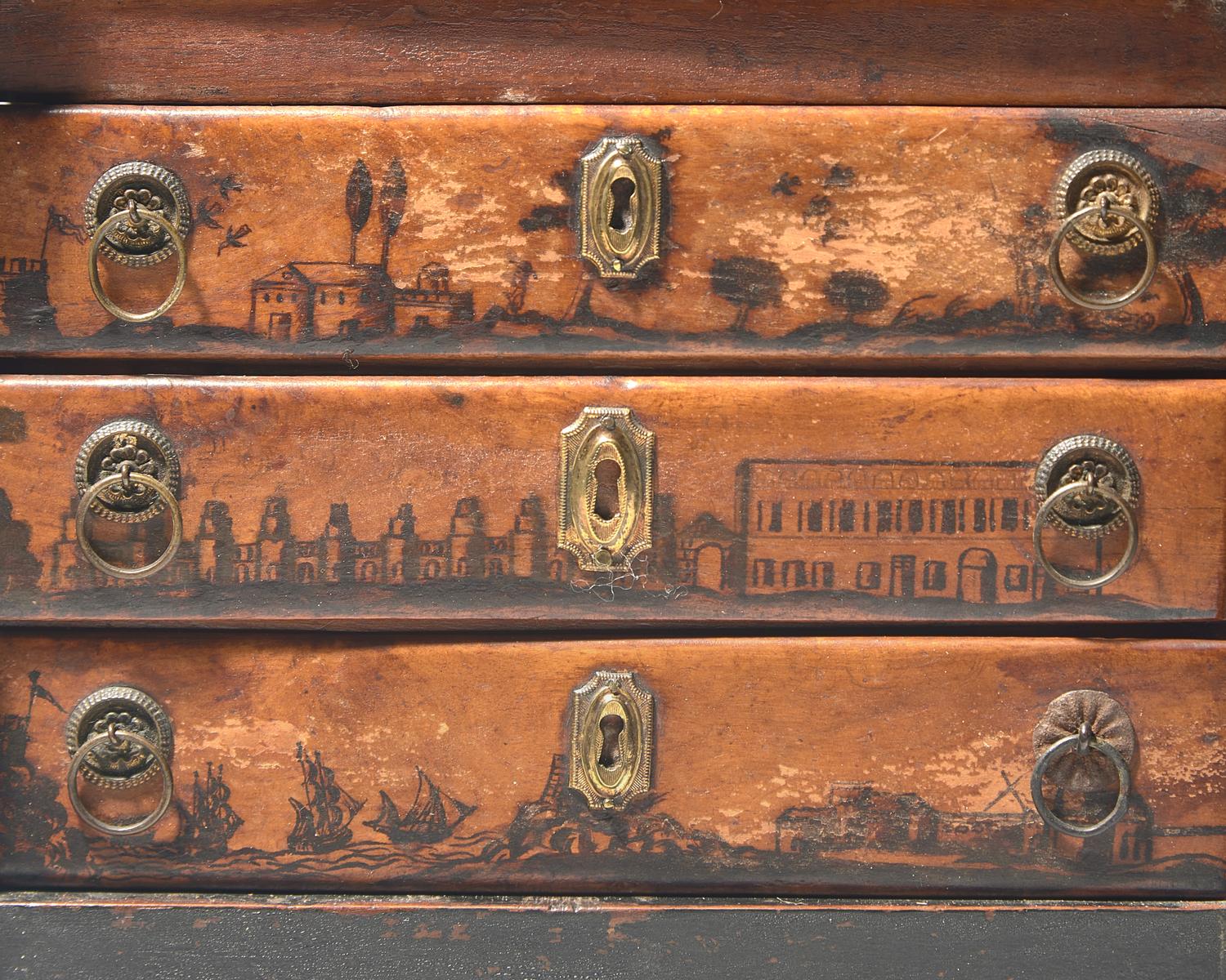 A Miniature Painted and Ink-Decorated Chest of Drawers, Circa 1820
