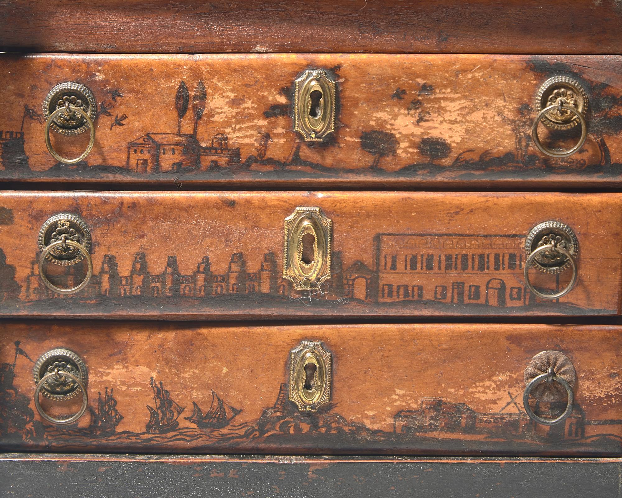 A Miniature Painted and Ink-Decorated Chest of Drawers, Circa 1820